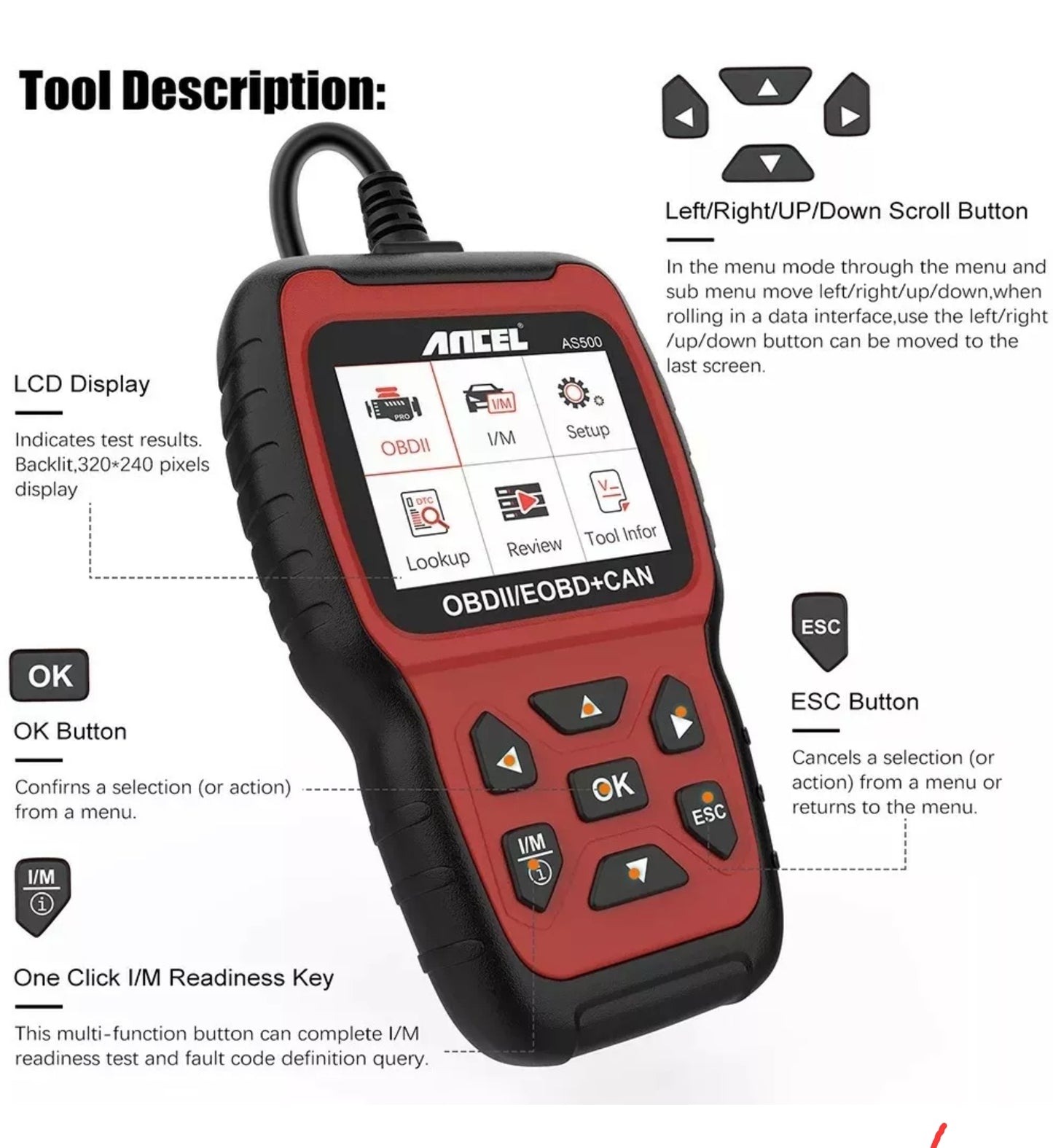 New ANCEL AS500 Car OBD2 Scanner Engine Diagnostic Scan Tool & Auto Code Reader
