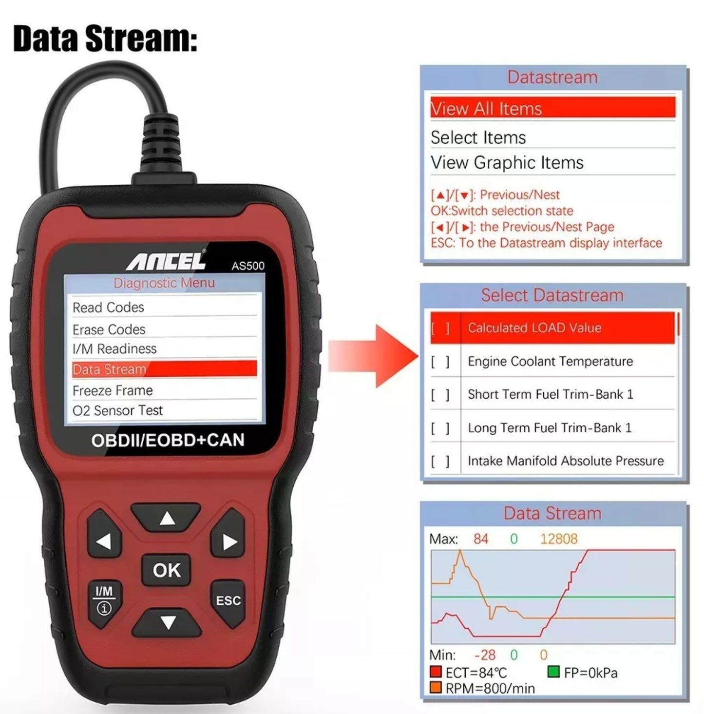 New ANCEL AS500 Car OBD2 Scanner Engine Diagnostic Scan Tool & Auto Code Reader