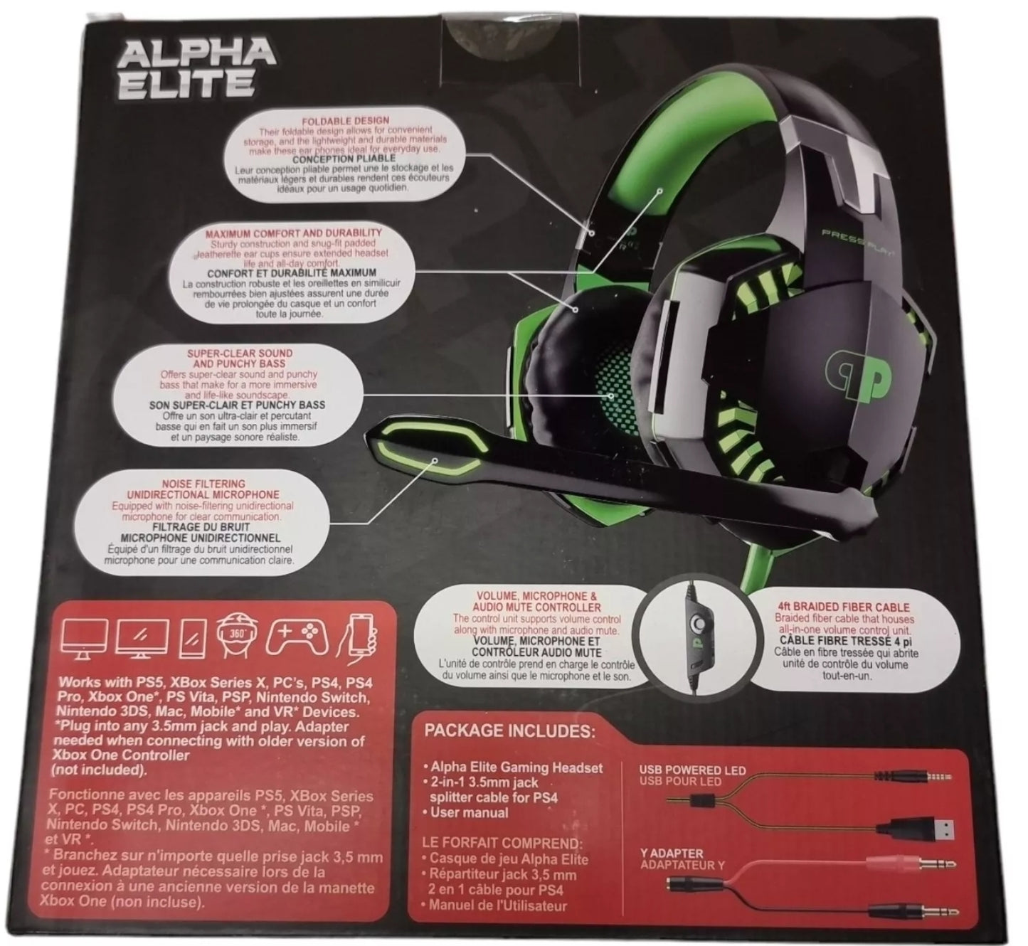 ALPHA ELITE Wired Gaming Headphone with Microphone PS5, Xbox X, PS4, PC, Nintendo etc