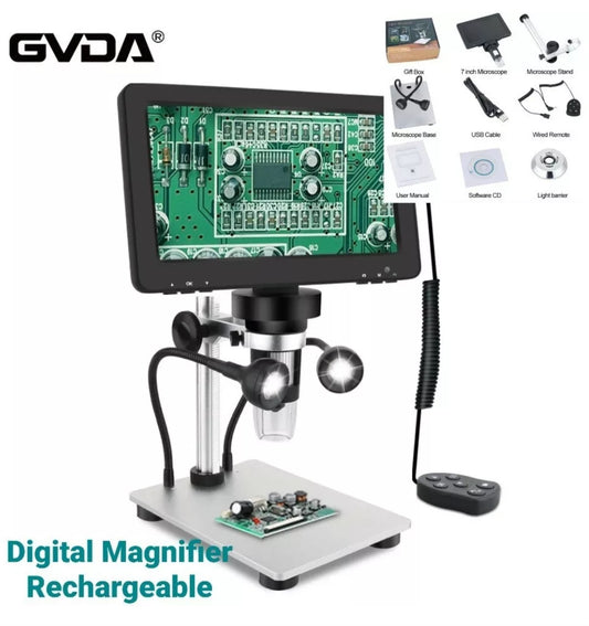 Digital Magnifier Soldering Microscope Rechargeable 7Inch 12MP 1800P 1200x - NEW