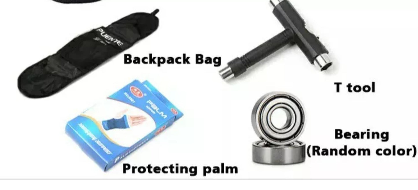 New Design Skateboard Adults With Gloves, bearing, bag & T tool - 180 kg Max