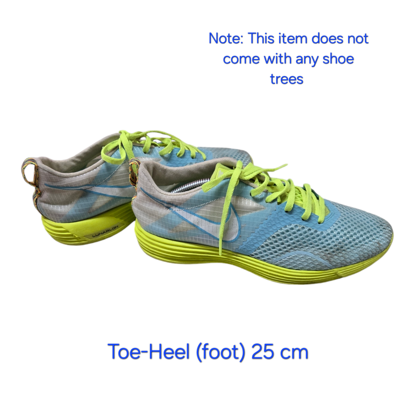 NIKE LunarMTRL+ Womens Shoes Blue/Silver/Lime Runners Size 8 US, 5.5 UK, 39 EUR
