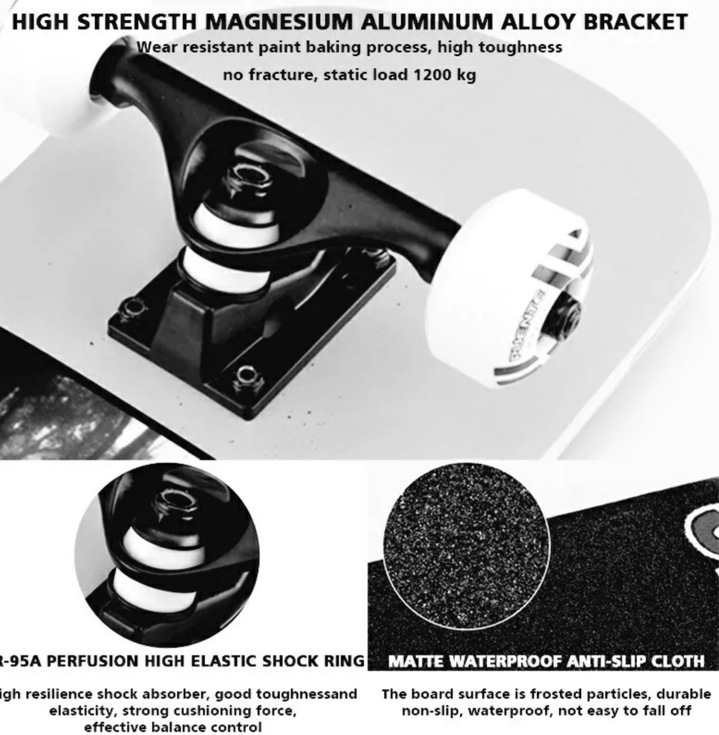 New Design Skateboard Adults With Gloves, bearing, bag & T tool - 180 kg Max