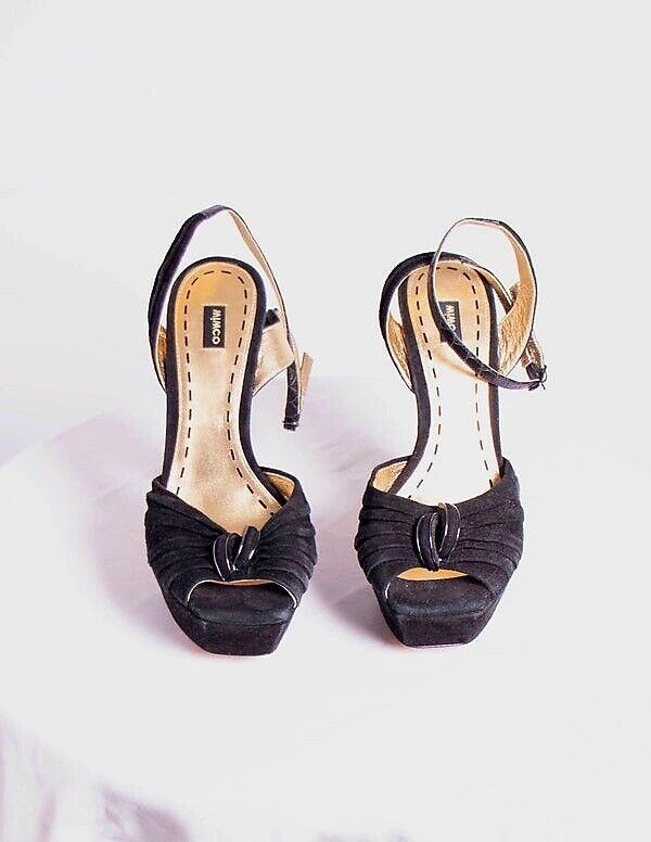 MIMCO Womens High Heel Sandals Black Leather Shoes Size 8 AU/US, 6 UK, 39 EUR