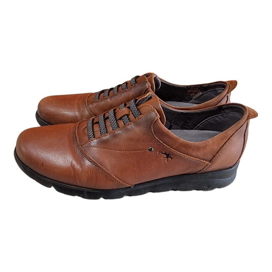 FLUCHOS Susan Womens Shoes Brown Leather Casual Sneakers Size 8.5 US, 7 UK, 40EU