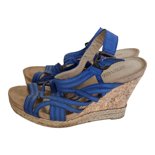 KENNETH COLE Reaction Wedge Sandal Womens Shoes Blue Size 7.5 US, 5.5 UK,38 EUR