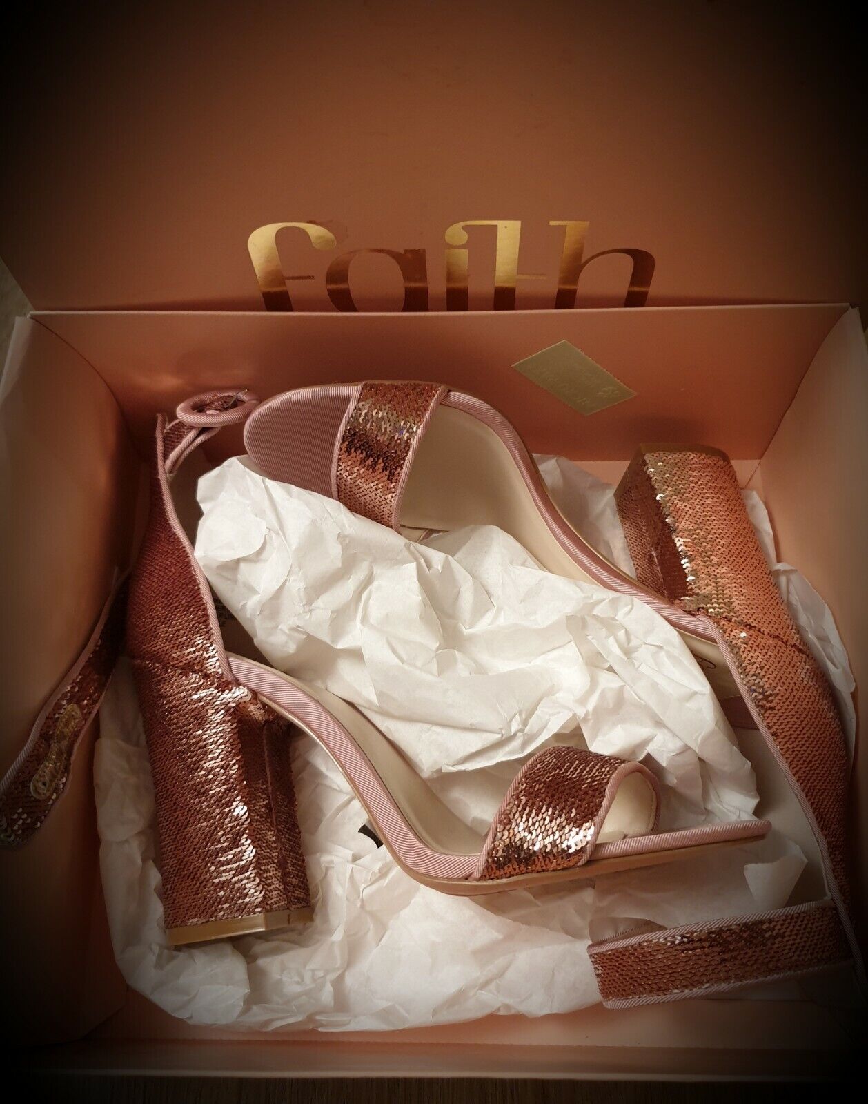 FAITH Women's Shoes Beige/Pink High Heels Size 7 UK, 40 EUR, 9 US - RRP $89.95