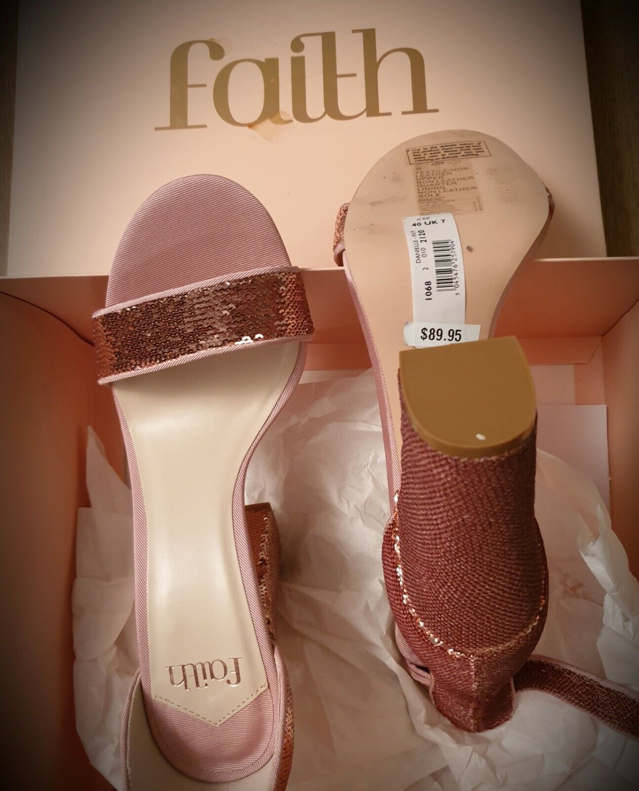 FAITH Women's Shoes Beige/Pink High Heels Size 7 UK, 40 EUR, 9 US - RRP $89.95