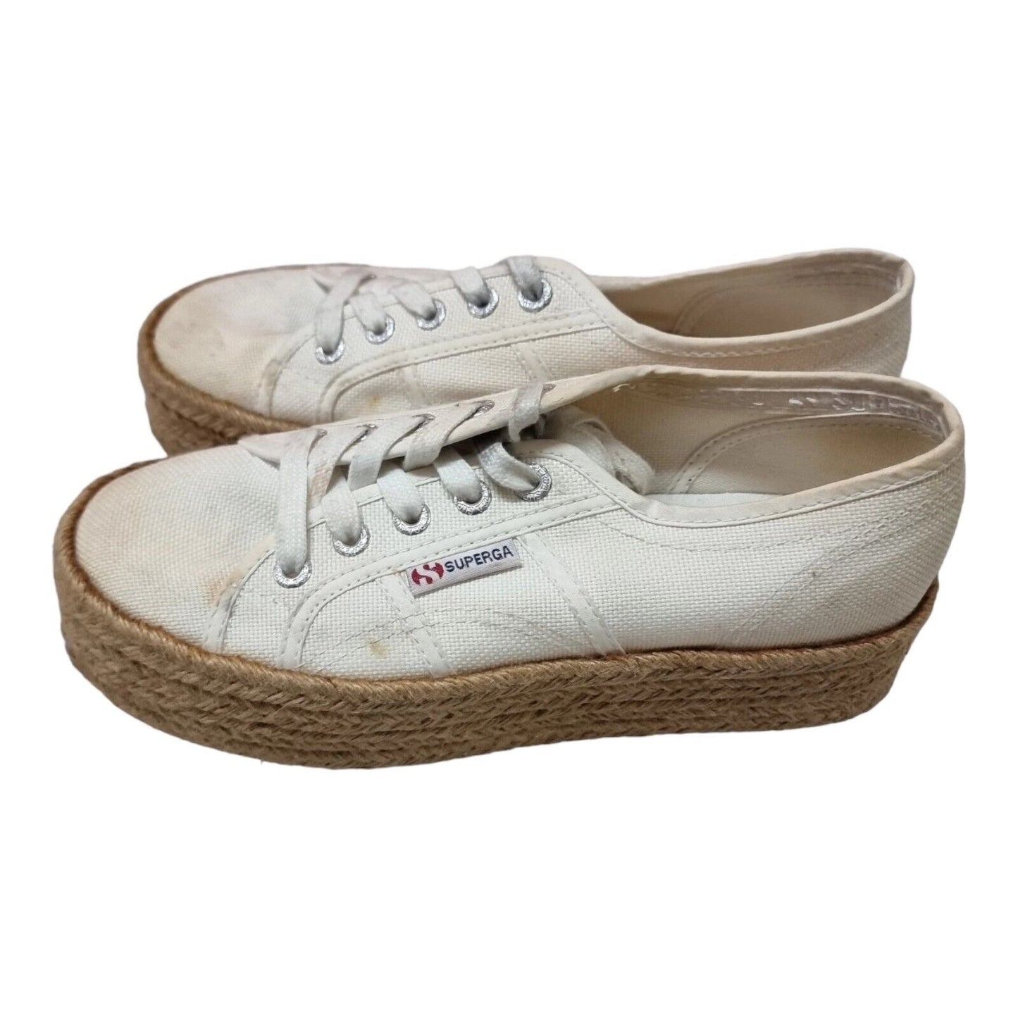 SUPERGA Womens Canvas Shoes White Sneakers Size 6.5 US, 4 UK, 37 EUR