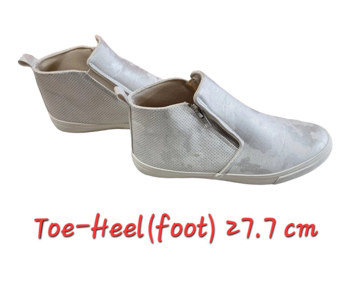 PLANET SHOES Polly Womens Silver Sneakers Side Zip Shoes Size 11 AU, 42 EUR
